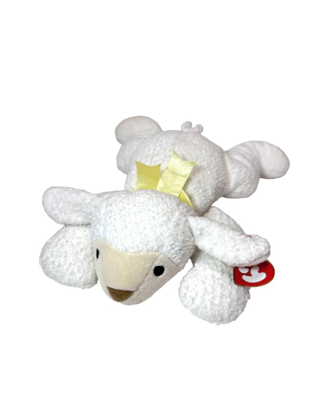 Ty Pillow Pals Baba Lamb, Sheep Plush 1996 White Yellow Ribbon With Tag